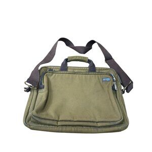 Jack Spade Green Canvas Messenger Laptop Bag With Multiple Compartments SKU 8995